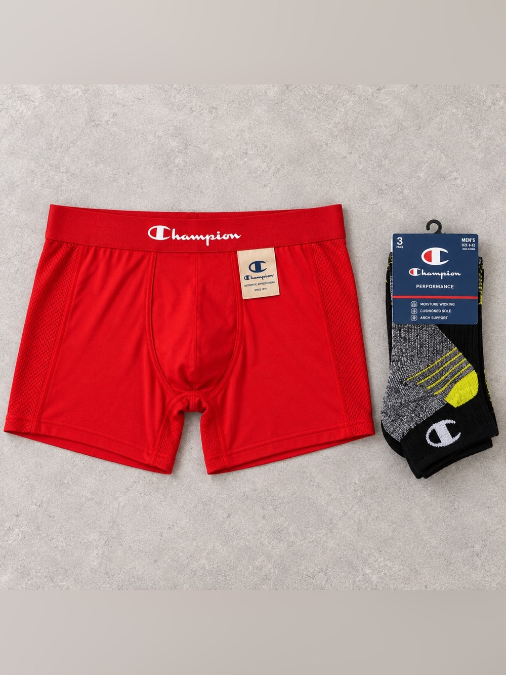 NWT Champion Men’s XXL Performance Trunks & 3-Pack Ankle Socks Bundle